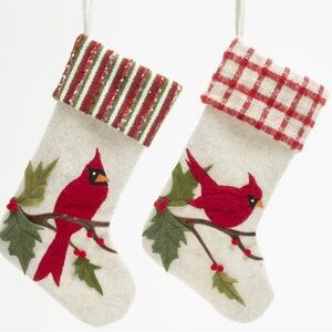 NWT Gerson 20" H Fabric Holiday Thick Cardinal Design Stocking